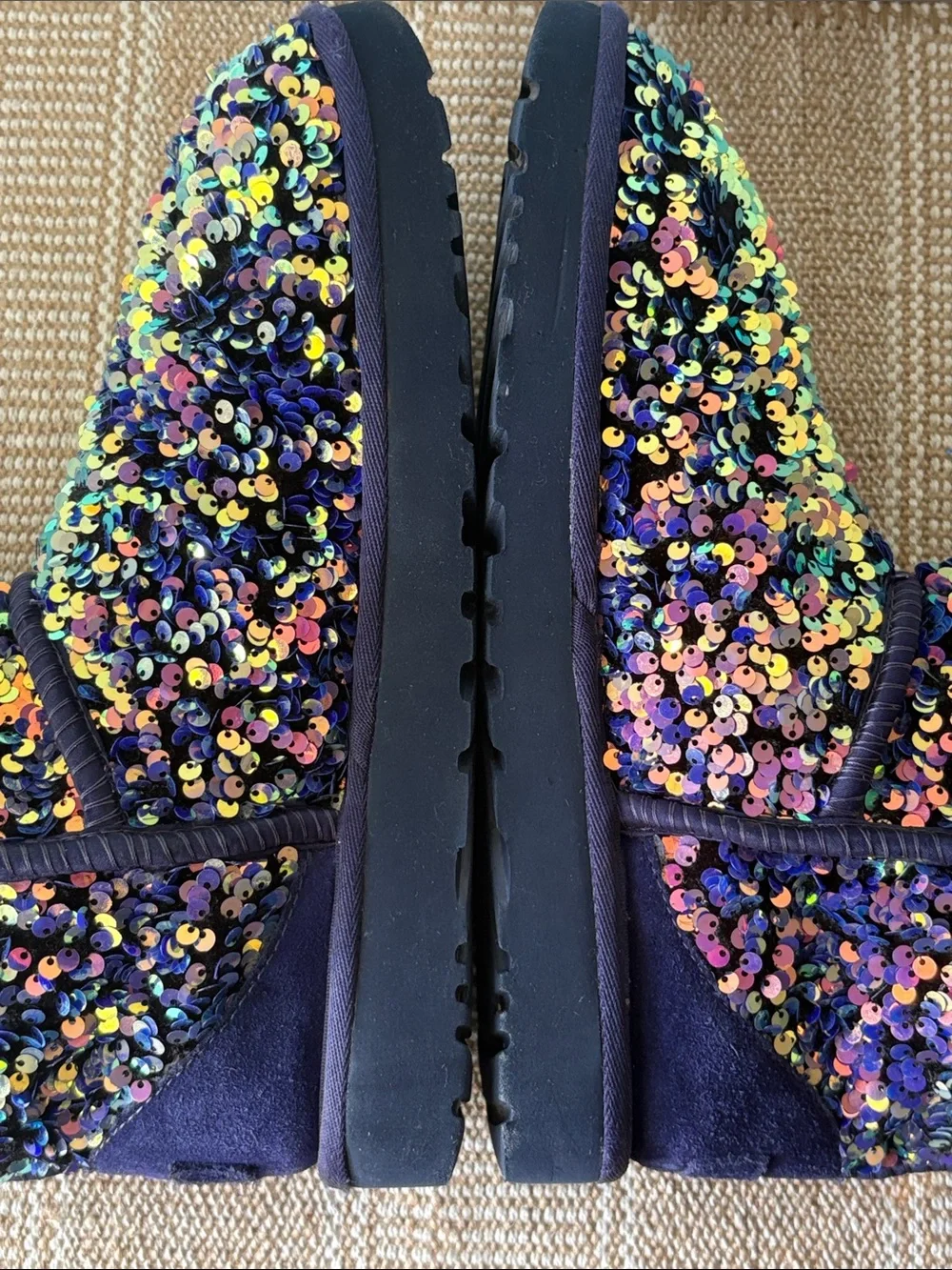 UGG Classic Short Stellar Jewel Violet Sequined Shearling Lined Booties. Size-9